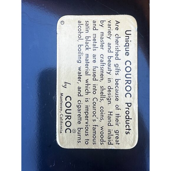 Couroc of Monterey Great Lakes Black & Teal Tray Coin Inlays Nautical Graphics - Picture 9 of 16